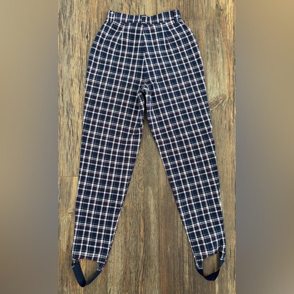 Best American Clothing Co. Stirrup Dress Pants Women’s 3/4 Blue Red White Plaid - Picture 2 of 13